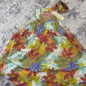 Floral Halter Top with Hair Accessory